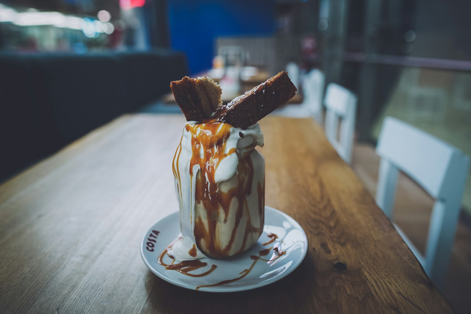 beverage topped with pastry